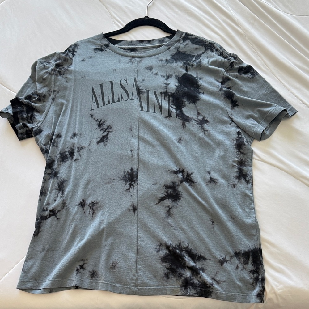 All Saints Charcoal and Black Tie-Dye Tee